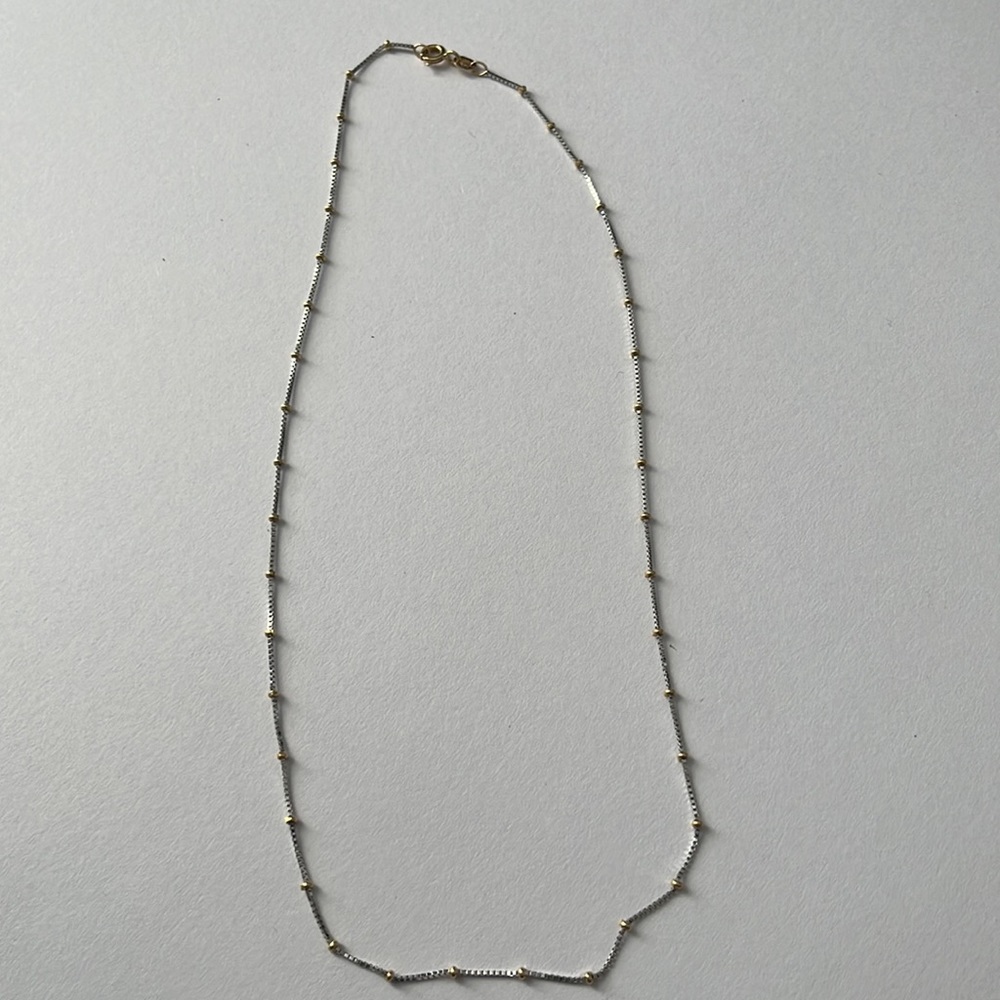 14 k and silver bead necklace